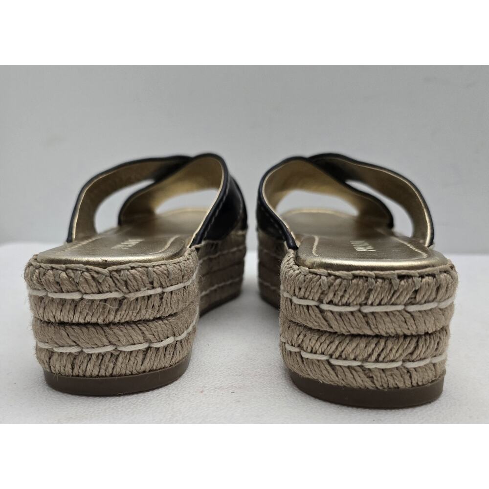 Womens Prada Leather Cross Strap Espadrille Platform Sandals Black Eu 37.5/7.5US - Picture 11 of 13